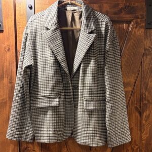 Madewell Houndstooth Blazer, flannel-like fabric
